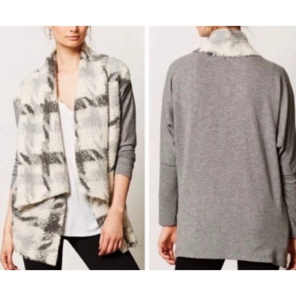 Anthropologie DOLAN Sz S Nuage Open Front Waterfall Cardigan Wool Blend Textured